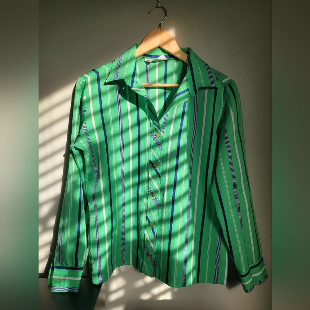 VINTAGE-LANVIN I 70's Vintage Button Up Striped Shirt